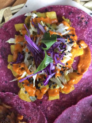How beautiful are these tacos! at La Pitahaya Vegana in Mexico City
