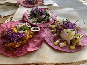 Tacos at La Pitahaya Vegana in Mexico City