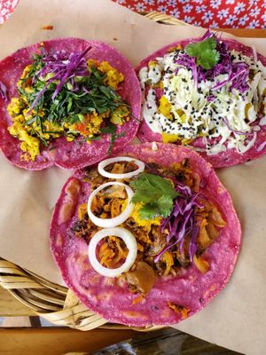 tacos at La Pitahaya Vegana in Mexico City