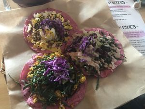 Vegan tacos  at La Pitahaya Vegana in Mexico City