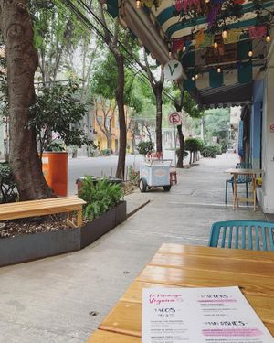 Outdoor Seating at La Pitahaya Vegana in Mexico City