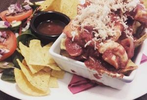 Veg nachos with vegan cheese! at Scarlett's Cafe in Falkirk