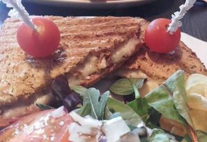 Vegan bacon and cheese toasted sandwich!  at Scarlett's Cafe in Falkirk