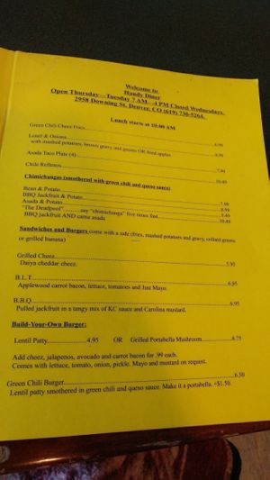 menu 2-2017 at Handy Diner in Denver