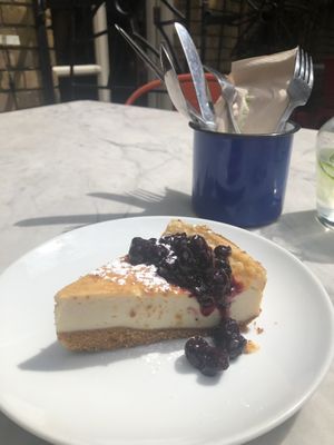 Delicious New York cheesecake  at Cafe Van Gogh in South West London