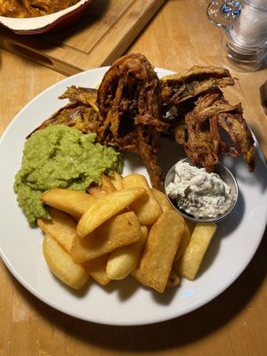 'Fish' and Chips, Mushy Peas and Tartare Sauce  at Cafe Van Gogh in South West London