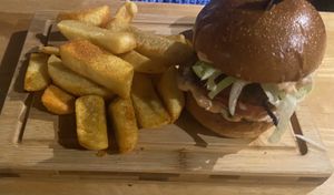 Burger + delicious chips   at Cafe Van Gogh in South West London
