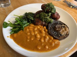 Sweet potato bubble and squeak fritters  at Cafe Van Gogh in South West London