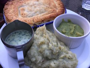 Pie and mash  at Cafe Van Gogh in South West London