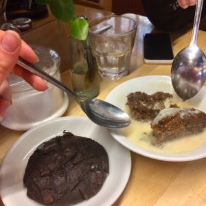 Chocolate cookie and toffee pudding at Cafe Van Gogh in South West London