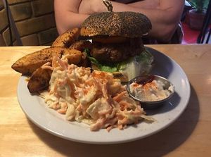 Burger and wedges at Cafe Van Gogh in South West London