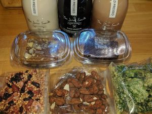 Love the Kale Crisps and those Almonds should come with a warning :) at The Juice Smith in Cobham