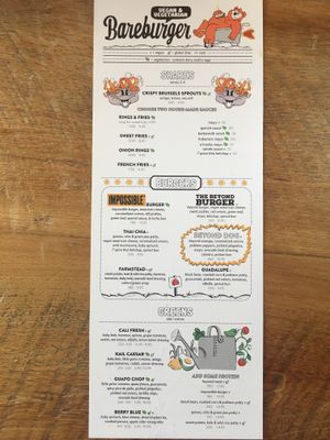 Vegan options menu side A at Bareburger in Hartsdale