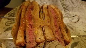 Impossible Melt sandwich - Impossible burger with vegan cheese, caramelized onions and special sauce at Bareburger in Hartsdale