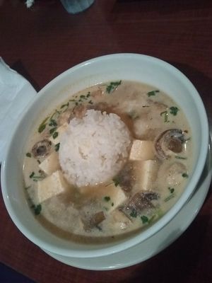 Tom Kha Kai substitute tofu instead of chicken, vegan at Bangkok Spice in West Monroe
