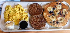 The kind slam with blueberry banana pancakes! at Choices Cafe in Miami