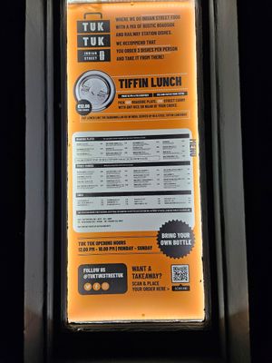 Menu (November 2023) at Tuk Tuk Toll-X in Edinburgh