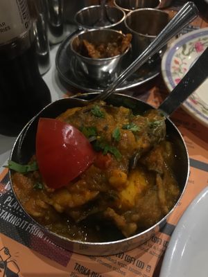 Baby aubergine and potato curry at Tuk Tuk Toll-X in Edinburgh