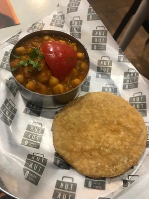 Channa puri from the roadside plates section of the menu  at Tuk Tuk Toll-X in Edinburgh