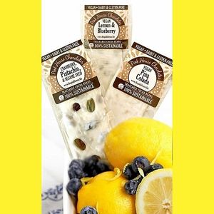 This vegan chocolate not only tastes great but boasts:
☀️ gluten free   ☀️ kosher   ☀️ fair trade cocoa, cane sugar & vanilla
☀️ no added colors   ☀️ non-GMO  at Pink House Chocolates in Finleyville