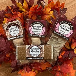 Fun Fall Vegan Flavors

-Gluten-free and soy-free at Pink House Chocolates in Finleyville