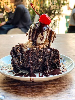 Brownie and ice cream at Vegamo Centro in Mexico City