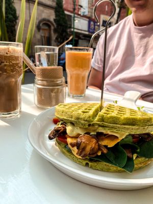 Chewbacca breakfast waffle at Vegamo Centro in Mexico City