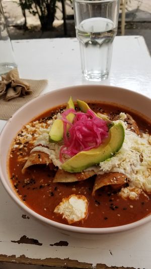 Breakfast enchilada at Vegamo Centro in Mexico City
