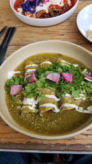 Green enchilada at Vegamo Centro in Mexico City