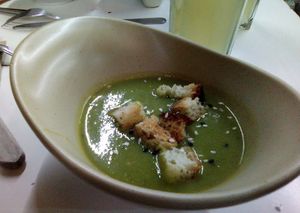 Crema de chile poblano. at Vegamo Centro in Mexico City
