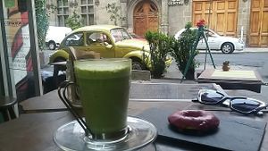 matcha latte  at Vegamo Centro in Mexico City