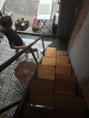 Cool stairs going to the second floor at Vegamo Centro in Mexico City