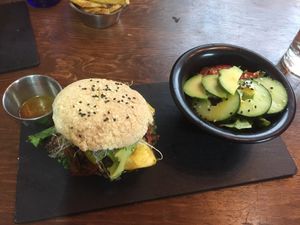 Quinoa burger at Vegamo Centro in Mexico City