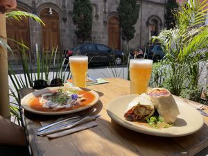 enchiladas and burrito  at Vegamo Centro in Mexico City