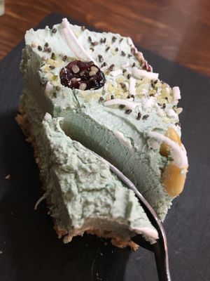 Super creamy matcha (no)cheesecake at Vegamo Centro in Mexico City