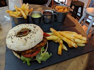 Bagel vegano :) at Vegamo Centro in Mexico City