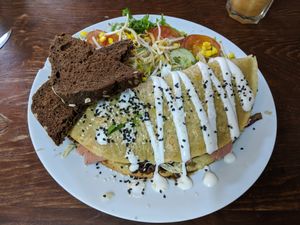 Omelette con chorizo vegano   at Vegamo Centro in Mexico City