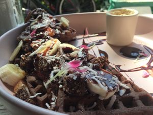 Chocholate waffle  at Vegamo Centro in Mexico City
