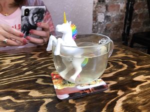 Green tea. Too cute   at Vegamo Centro in Mexico City