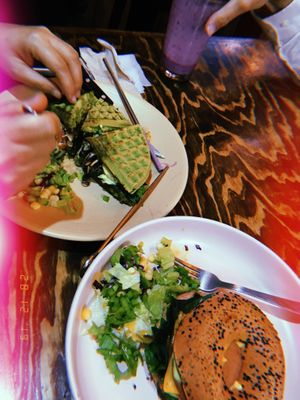Green waffles at Vegamo Centro in Mexico City