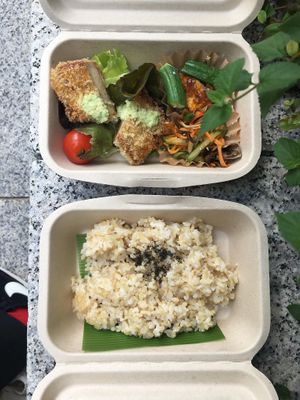 Vegan bento. That soy tofu cutlet or whatever it was, was insane. at Shizenkan in Osaka