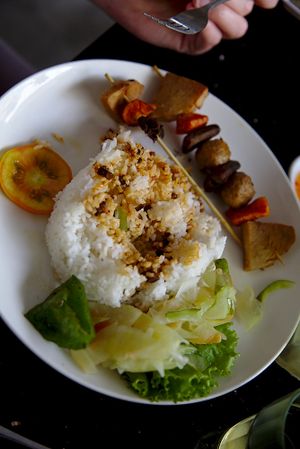 Mock meat and vegetable brochette  at Vitking House II in Siem Reap