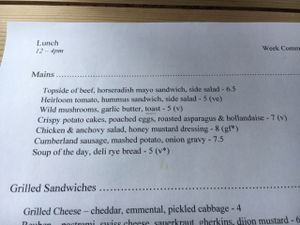 vegan options (ve) at The Brunswick in Leeds