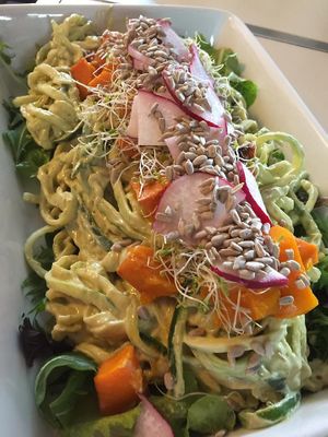 Zucchini salad with avocado cream and roast pumpkin at Mish Mash Design & Cafe in Boronia