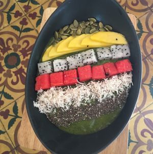 matcha bowl  at Sister Srey Cafe in Siem Reap
