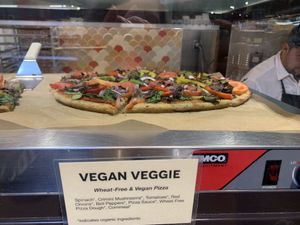 Cornmeal crust was really yummy!   at Good Earth Natural Foods in Mill Valley