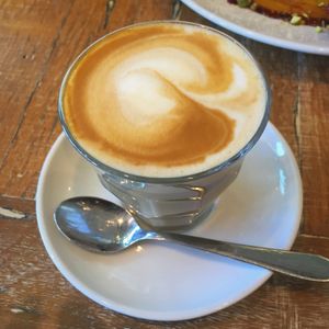 Yummy soy latte at Speedo's Cafe in Bondi Beach