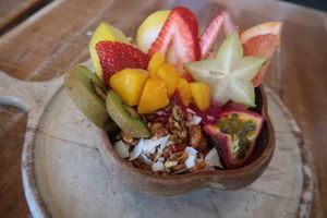 pink pittaya bowl - amazing pink colour! at Speedo's Cafe in Bondi Beach