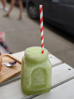 energizer juice.

melon, raspberry, banana, pineapple, ginger, mint

$9.90 at Speedo's Cafe in Bondi Beach
