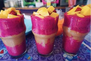 Layered smoothie.  at Plernpai Vegetarian Cafe in Mae Hong Son